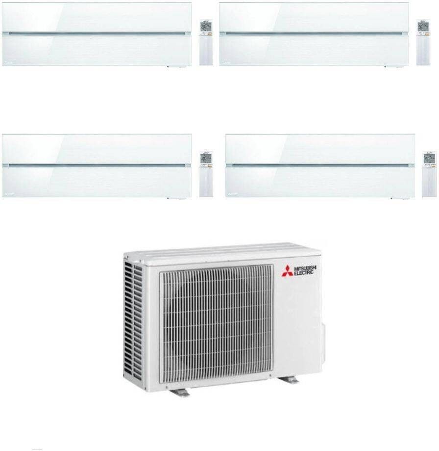 Mitsubishi Climatizzatore Quadri Split Kirigamine MSZ-LN Bianco 9+9+9+18 con MXZ-4F72VF4 Inverter R-32 Wi-Fi Classe A++