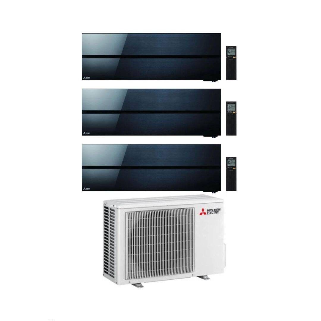 Mitsubishi Climatizzatore Trial Split Kirigamine MSZ-LN Nero 9+12+18 con MXZ-3F68VF3 Inverter R-32 Wi-Fi Classe A++