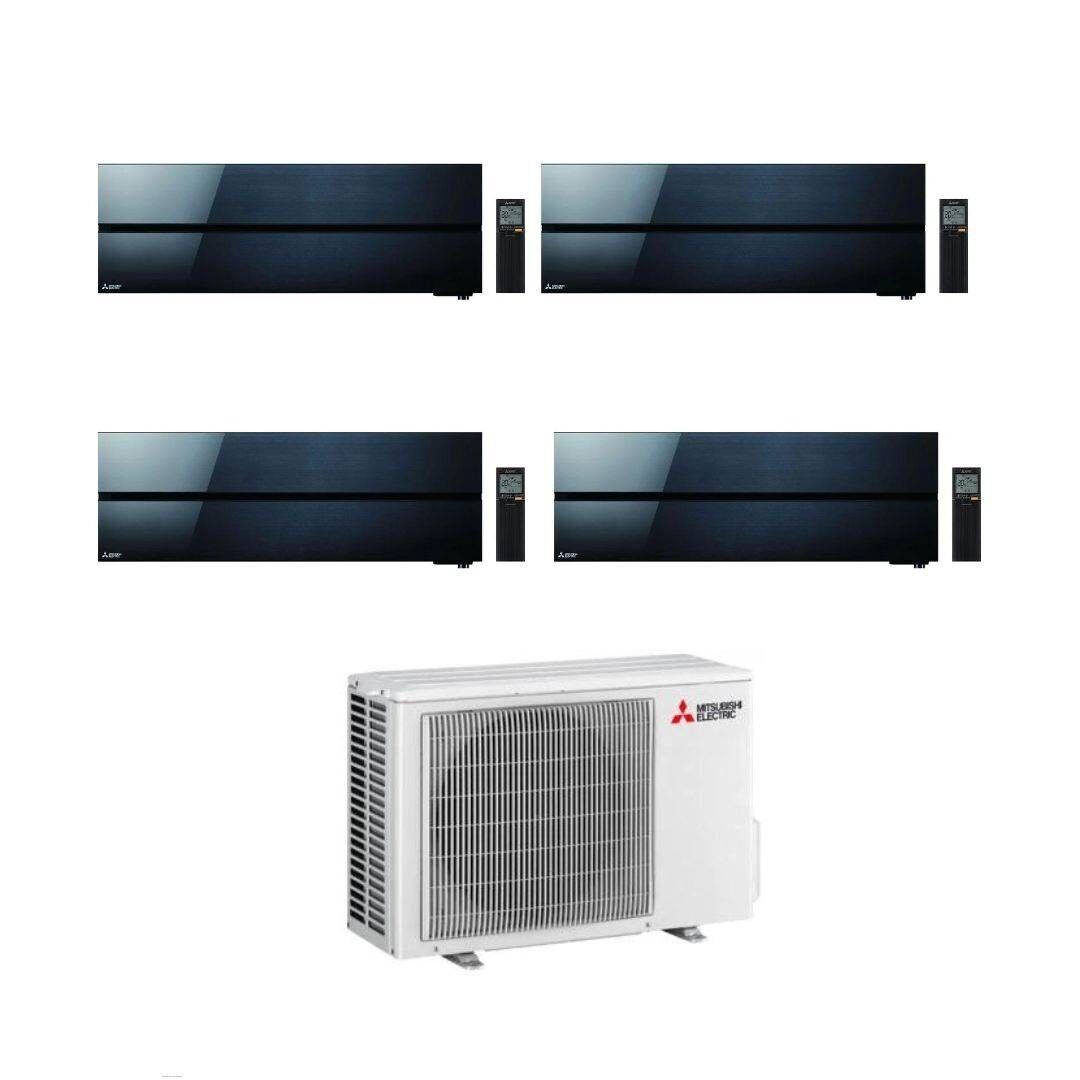 Mitsubishi Climatizzatore Quadri Split Kirigamine MSZ-LN Nero 9+9+12+12 con MXZ-4F72VF3 Inverter R-32 Wi-Fi Classe A++