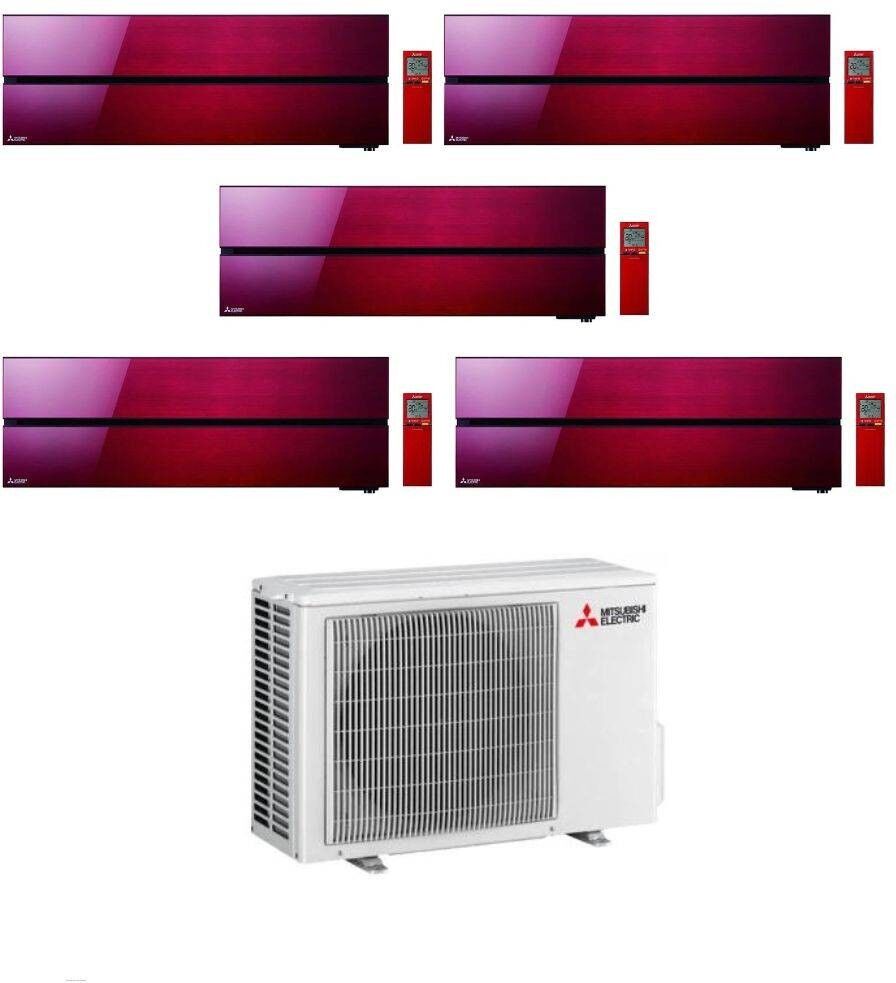 Mitsubishi Climatizzatore Penta Split Kirigamine MSZ-LN Rosso 9+12+12+12+12 con MXZ-5F102VF Inverter R-32 Wi-Fi Classe A++