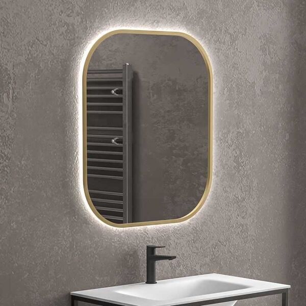 kamalu specchio bagno led retroilluminato 60x70 cm cornice oro   kam-s6700g