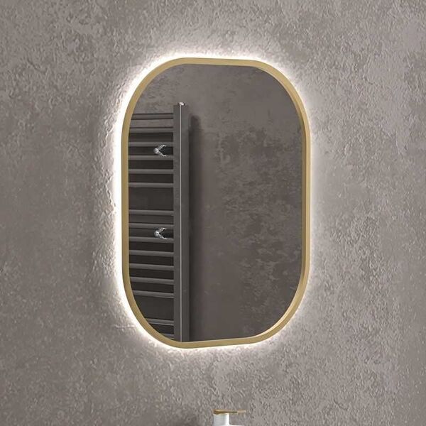 kamalu specchio bagno led retroilluminato 70x80 cm cornice oro   kam-s6700g