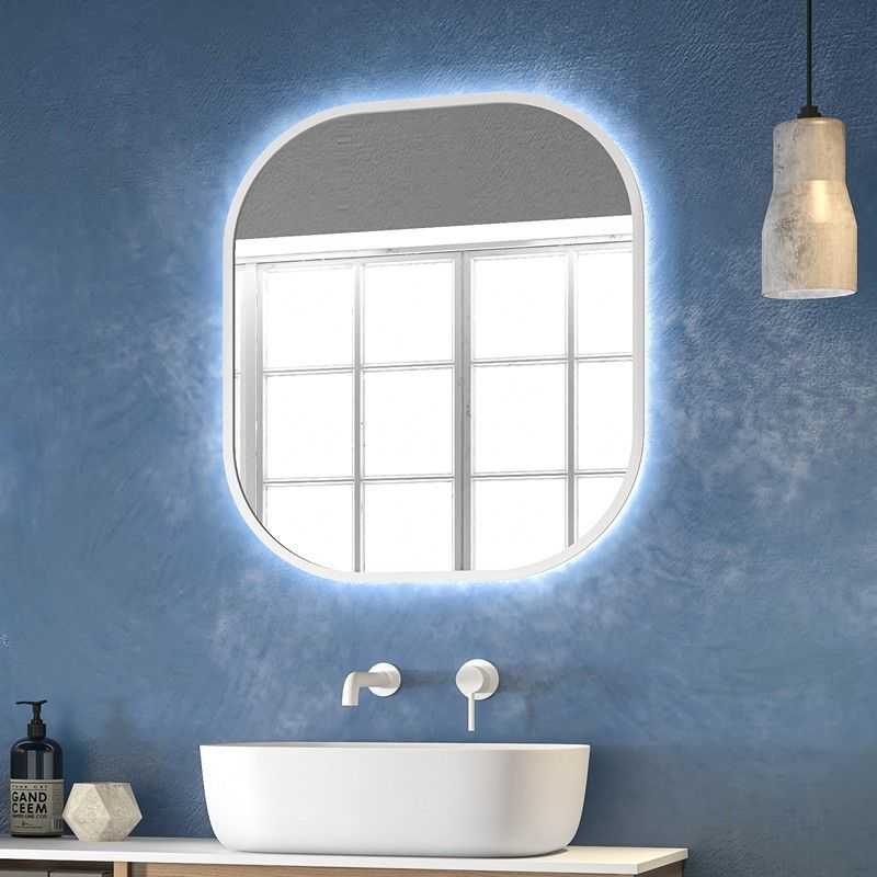 kamalu Specchio bagno led retroilluminato 60x70 cm cornice bianca   kam-s6700b