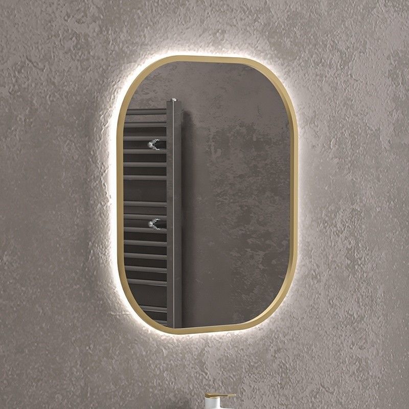 kamalu Specchio bagno led retroilluminato 70x80 cm cornice oro   kam-s6700g