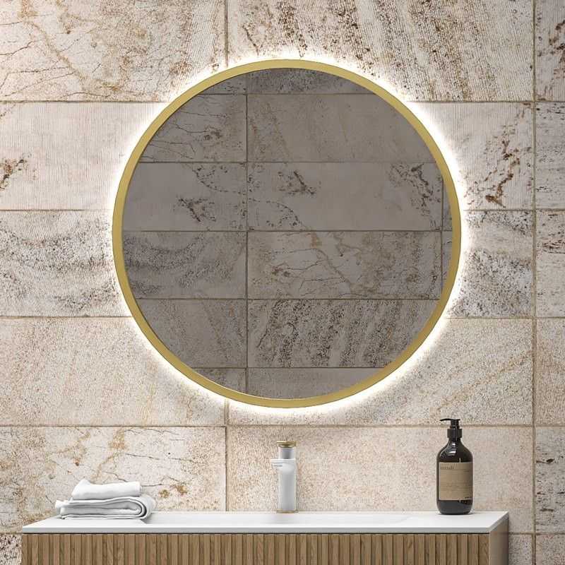 kamalu Specchio tondo led retroilluminato 80 cm cornice oro   kam-s8000g