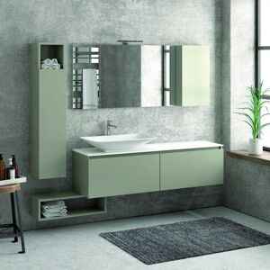 kamalu Composizione bagno 155cm sospesa, composta da mobile, specchio, colonna e pensile sp-155a