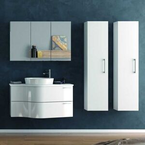 kamalu Composizione bagno sospesa 100cm: mobile, specchio contenitore e 2 colonne form-100