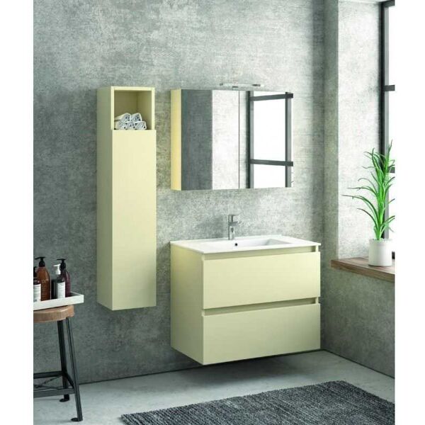 kamalu composizione bagno sospesa 80cm: mobile, specchio e colonna tod-80b