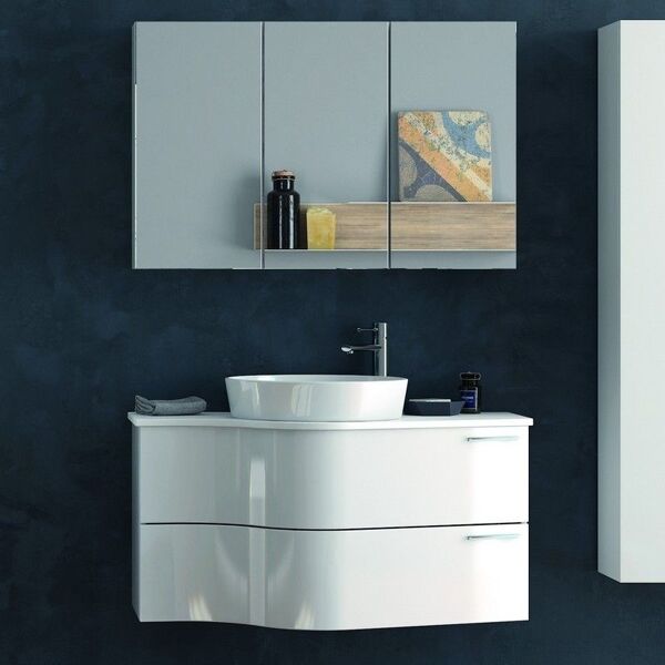 kamalu composizione bagno sospesa 100cm: mobile ultramoderno e specchio contenitore form-100b