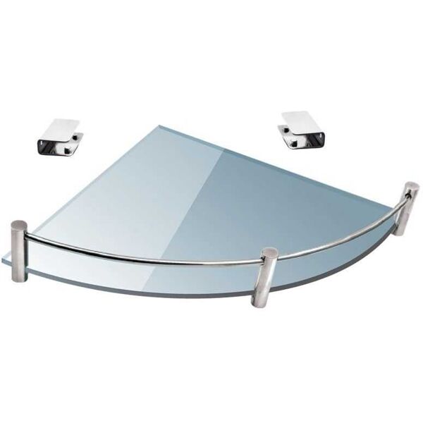 kamalu mensola bagno semicircolare 20cm in vetro trasparente vitro-50