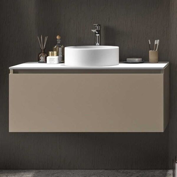 kamalu mobile bagno 100 cm sospeso con piano da appoggio in solid surface bianco sp-100c