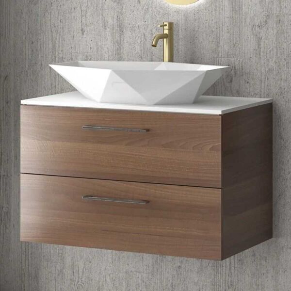 kamalu mobile bagno 80 cm con due cassetti e piano solid surface el-80ss