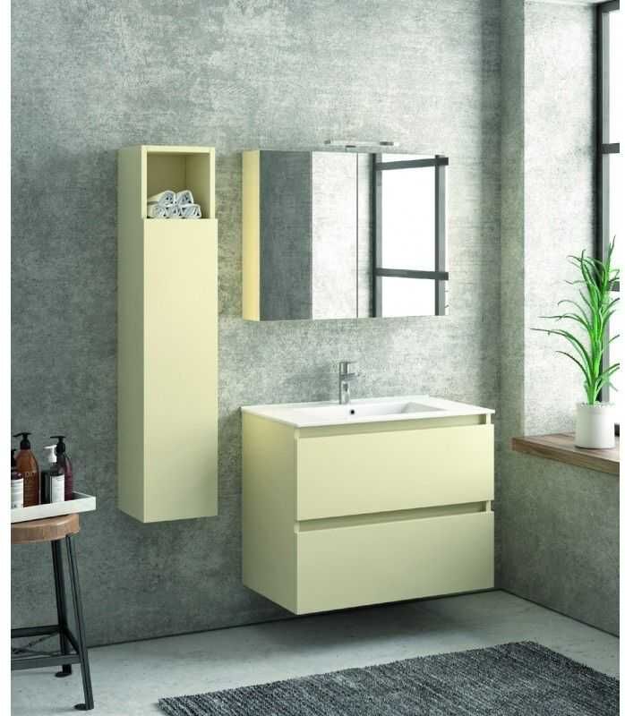 kamalu composizione bagno sospesa 80cm: mobile, specchio e colonna tod-80b