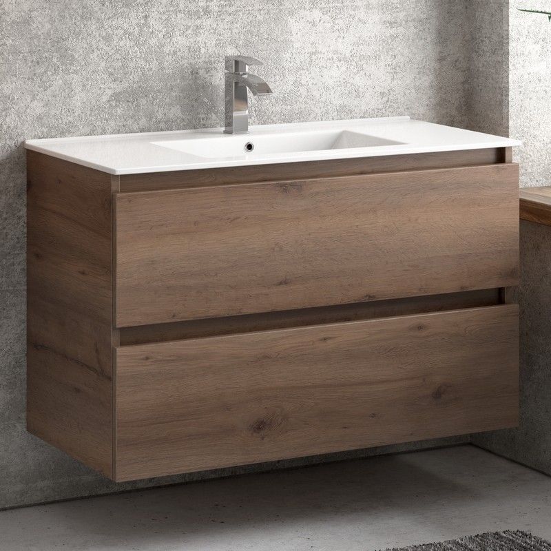 kamalu mobile bagno 100cm con lavabo a incasso installazione sospesa tod-100la