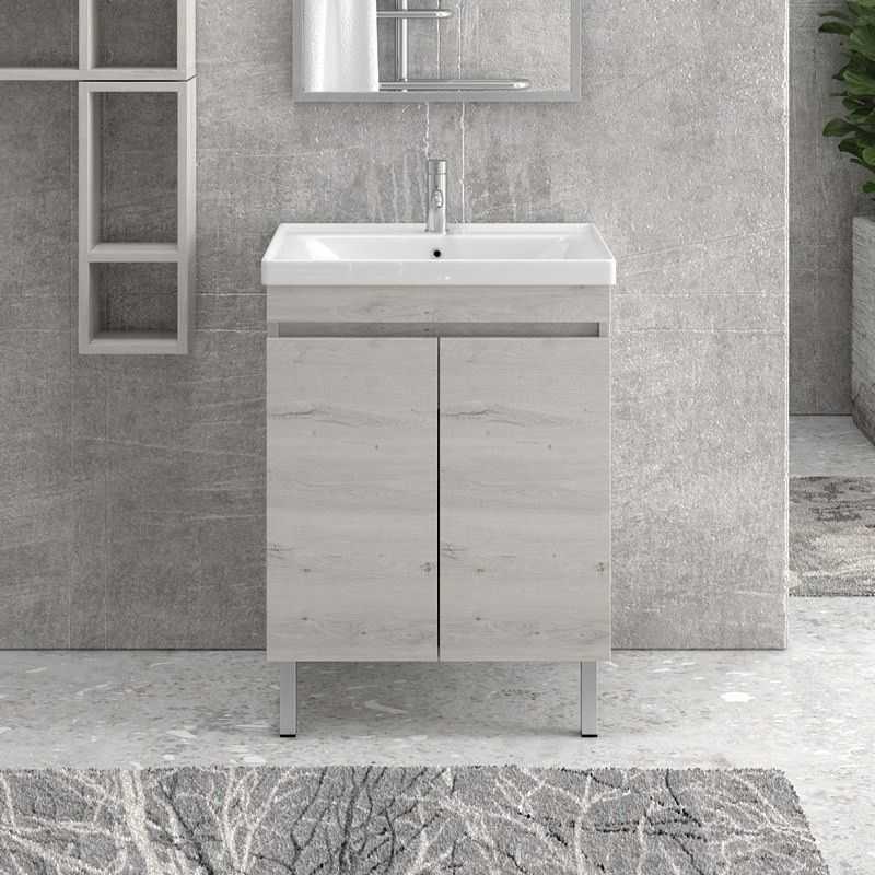 kamalu mobile bagno a terra 65cm con lavabo integrato sv-65t