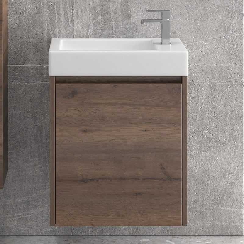 kamalu mobile bagno 55 cm sospeso con un'anta e lavabo incasso mn-55a