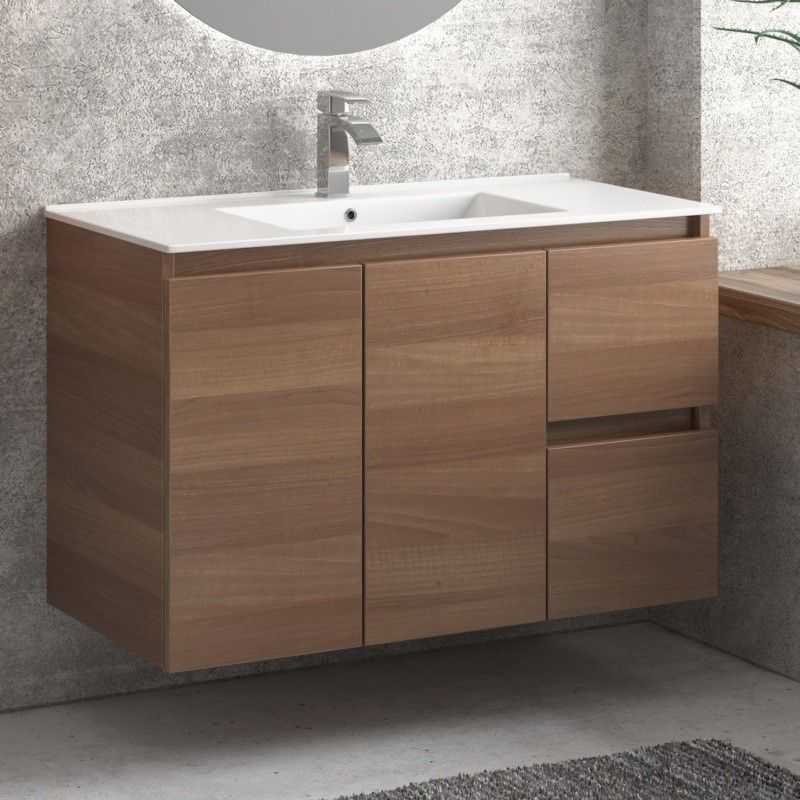 kamalu mobile bagno 100cm con lavabo incasso cassetti e ante tod-100lb