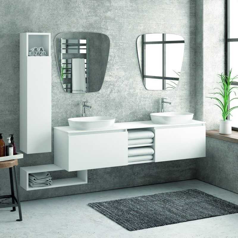 kamalu Composizione mobili bagno 175cm sospesa, composta da mobile, due specchi, colonna e pensile sp-175a