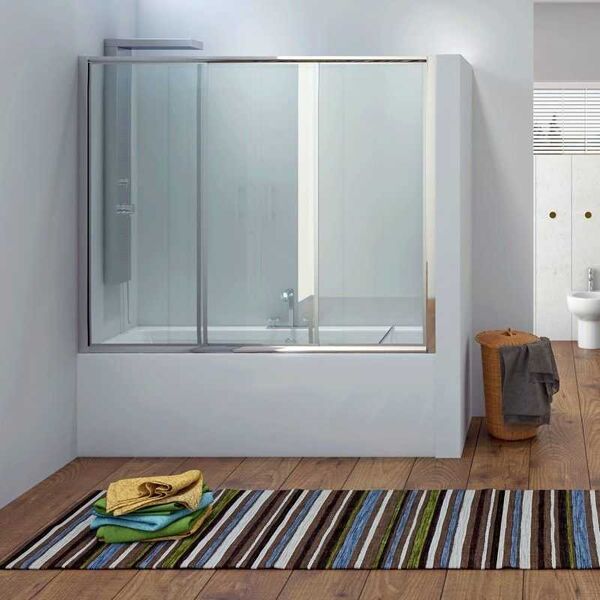 kamalu box doccia per vasca 180-190cm cristallo trasparente apertura scorrevole p2000