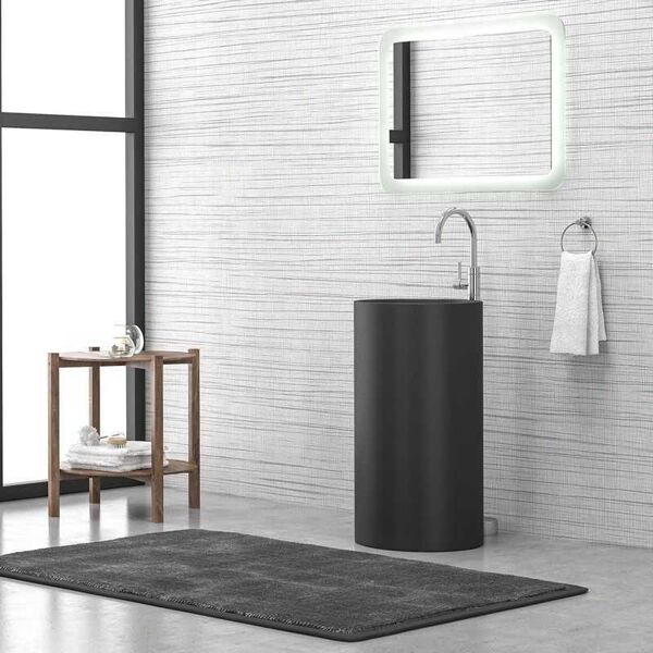 kamalu lavabo bagno da terra monoblocco colore nero opaco mil-fn