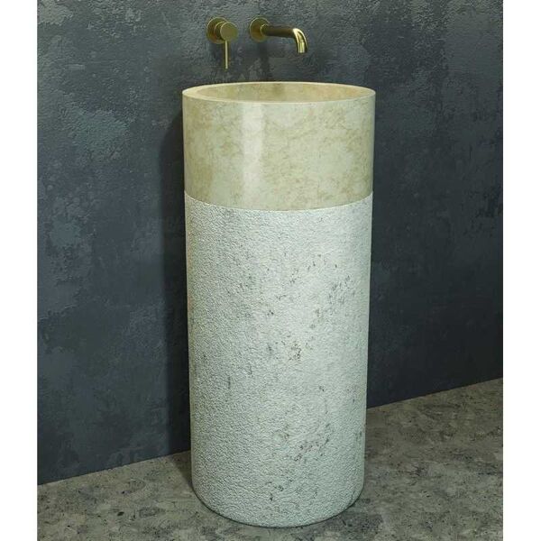 kamalu lavabo da terra in marmo colore cream bocciardato altezza 92cm litos-bc40