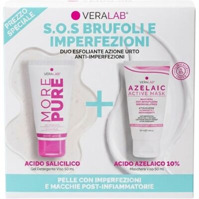 Veralab Kit S.O.S Brufoli E Imperfezioni Detergente More Pure 50 Ml + Azelaic Active Mask 10% 50 Ml Veralab Kit S.O.S Brufoli E Imperfezioni Detergente More Pure 50 Ml + Azelaic Active Mask 10% 50 Ml