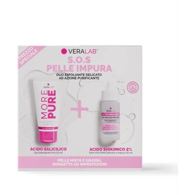 Veralab Kit S.O.S Pelle Impura Detergente More Pure 50 Ml + Siero Acido Shikimico 30 Ml Veralab Kit S.O.S Pelle Impura Detergente More Pure 50 Ml + Siero Acido Shikimico 30 Ml