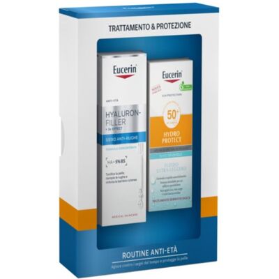 Eucerin Routine Anti-Età Hyaluron Filler Siero 40 Ml + Hydro Protect Spf 50 + 50 Ml Eucerin Routine Anti-Età Hyaluron Filler Siero 40 Ml + Hydro Protect Spf 50 + 50 Ml