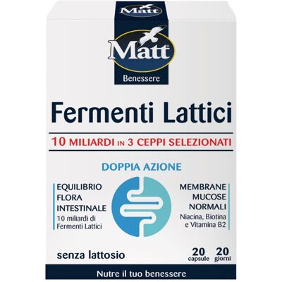 Matt Fermenti Lattici 10 Miliardi Integratore Per Flora Intestinale 20 Capsule Matt Fermenti Lattici 10 Miliardi Integratore Per Flora Intestinale 20 Capsule