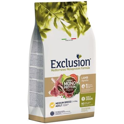 Exclusion Mediterraneo Monoprotein Noble Grain Adult Lamb Medium Per Cani Adulti 12kg Exclusion Mediterraneo Monoprotein Noble Grain Adult Lamb Medium Per Cani Adulti 12kg