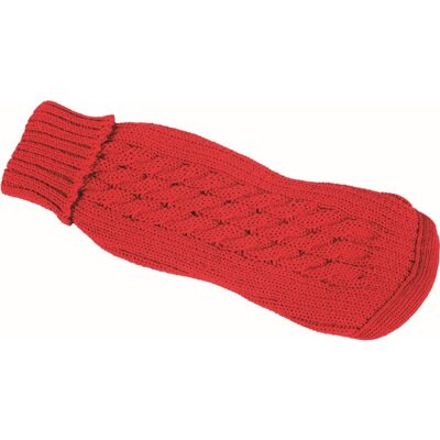 Fashion Dog Maglione A Treccia Rosso Tg. 36 Per Cani - Lana Merinos Fashion Dog Maglione A Treccia Rosso Tg. 36 Per Cani - Lana Merinos