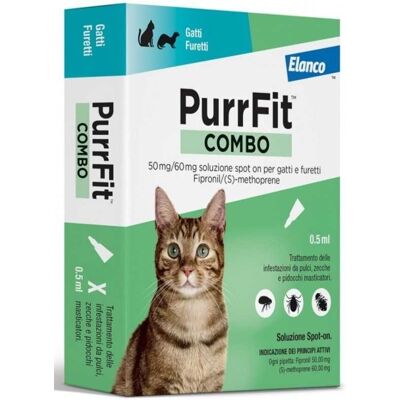 Elanco Purrfit Combo Antiparassitario Per Gatti E Furetti 6 Pipette Spot On 0,5 Ml Elanco Purrfit Combo Antiparassitario Per Gatti E Furetti 6 Pipette Spot On 0,5 Ml