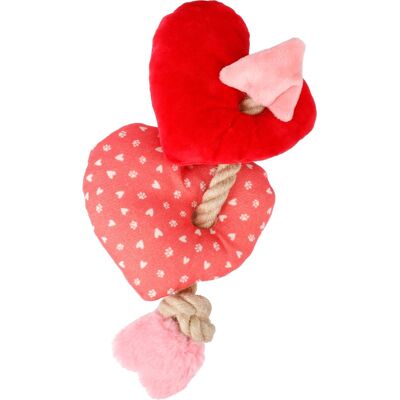 Flamingo Cane Gioco In Peluche "Lieve" Cuore Con Corda Per Divertimento E Igiene Orale 28x14x13 Cm Flamingo Cane Gioco In Peluche "Lieve" Cuore Con Corda Per Divertimento E Igiene Orale 28x14x13 Cm