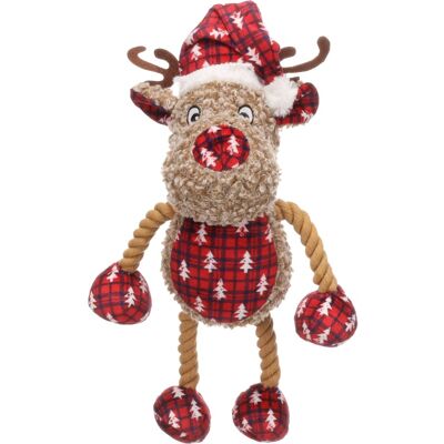 Flamingo Xmas Cane Gioco In Peluche "Krola" Renna Con Corda Per Divertimento Natalizio 16x12,5x32 Cm Flamingo Xmas Cane Gioco In Peluche "Krola" Renna Con Corda Per Divertimento Natalizio 16x12,5x32 Cm