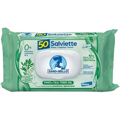 Elanco Sano E Bello Salviette Timo Tea Tree Oil Cani E Gatti 50 Pezzi Elanco Sano E Bello Salviette Timo Tea Tree Oil Cani E Gatti 50 Pezzi