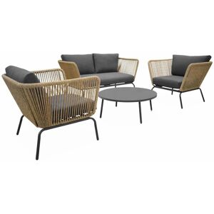 sweeek Set di mobili da giardino bassi, in resina intrecciata effetto rattan,