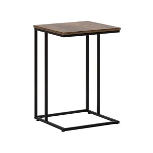 Beliani Tavolino legno scuro e metallo nero 40 x 40 cm