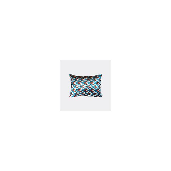 les-ottomans velvet cushion, blue and red