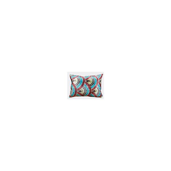 les-ottomans silk velvet cushion, pink, white and green