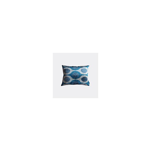 les-ottomans silk velvet cushion, white and blue