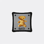 gucci 'teddy bear' cushion, grey and black