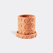seletti 'magna graecia, onda' terracotta vase with saucer