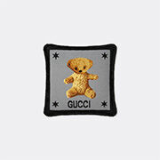 Gucci 'teddy Bear' Cushion, Grey And Black