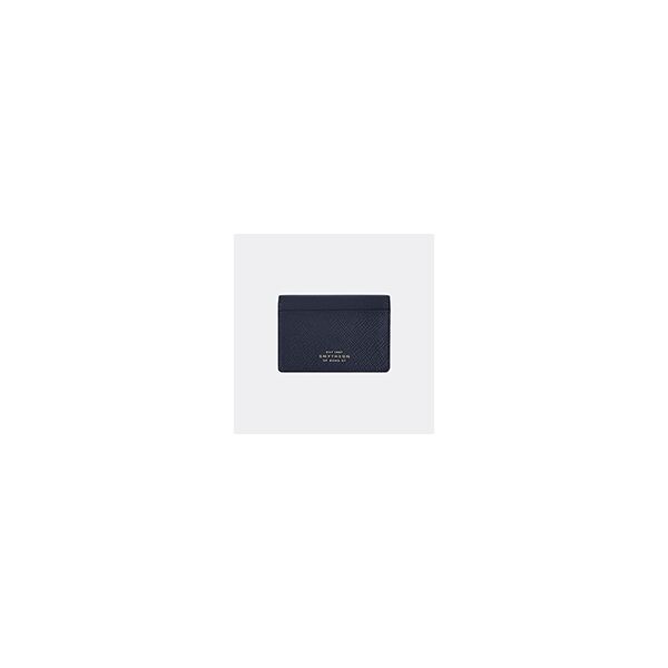 smythson 'panama' folding card case, navy