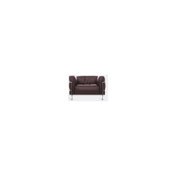 cassina '3 fauteuil grand confort' grand modèle padded armchair, brown leather