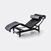 Cassina '4 Chaise Longue À Reglage Continu', Black Hairyskin