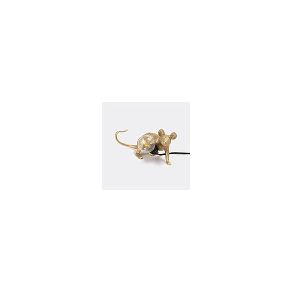 seletti 'mouse' lamp lie down, gold, eu and usb plug