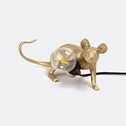 seletti 'mouse' lamp lie down, gold, uk and usb plug