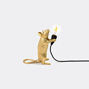 Seletti 'mouse' Lamp Standing, Gold, Eu And Usb Plug