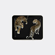 dolce&gabbana casa 'double 'leopardo' square wooden tray, medium